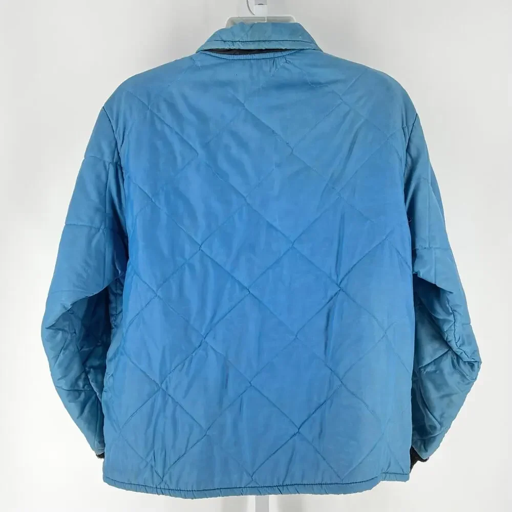 70s blue quilted nylon jacket 1970s vintage